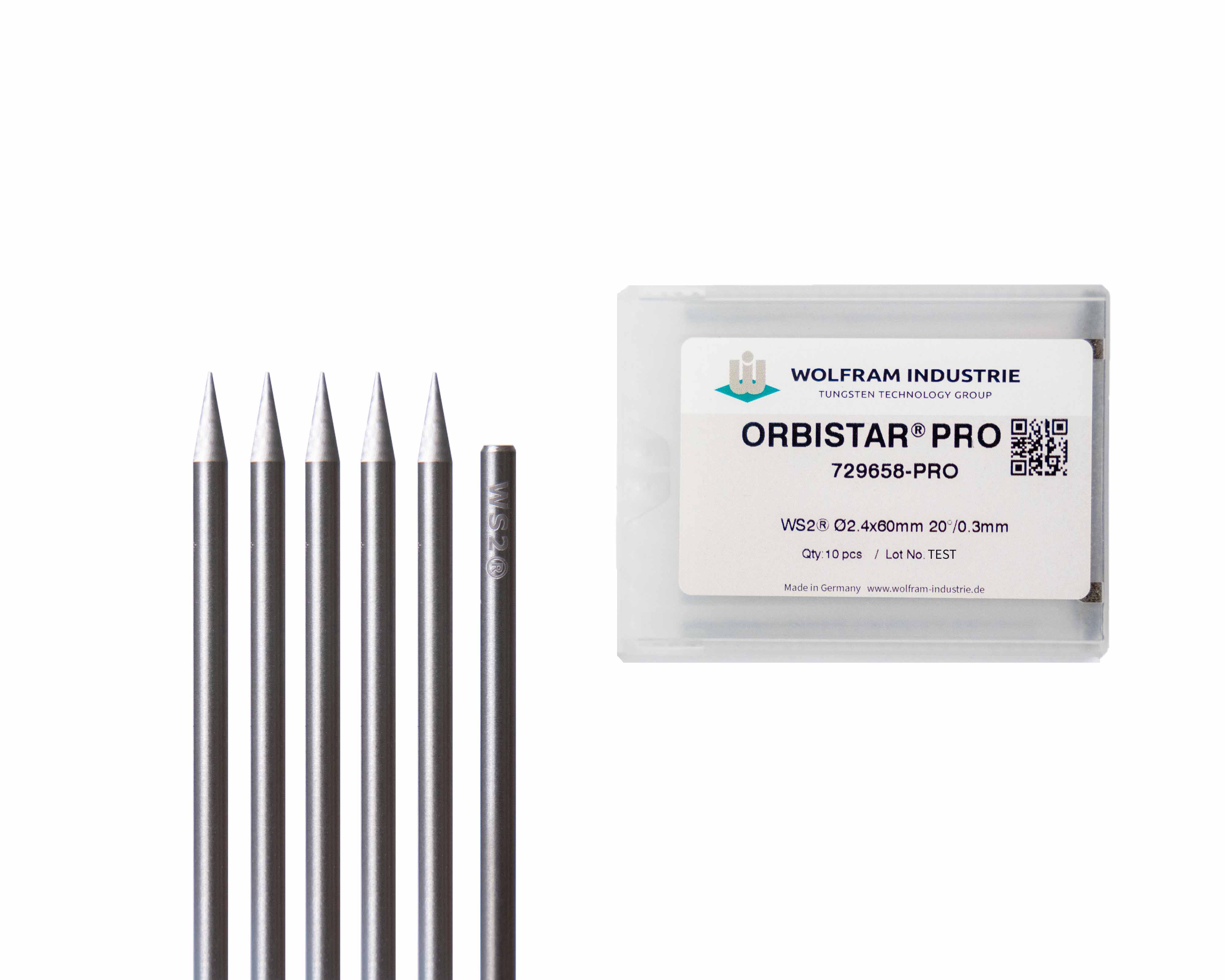 ORBISTAR® WS2® Ø 1,6x40 mm eins. 20°, Tip 0,3mm